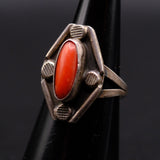 Vintage Sterling Coral Ring 6.75