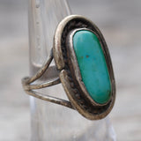 Vintage Sterling Turquoise Roper Ring 6