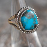 Vintage Sterling Turquoise Roper Ring 5