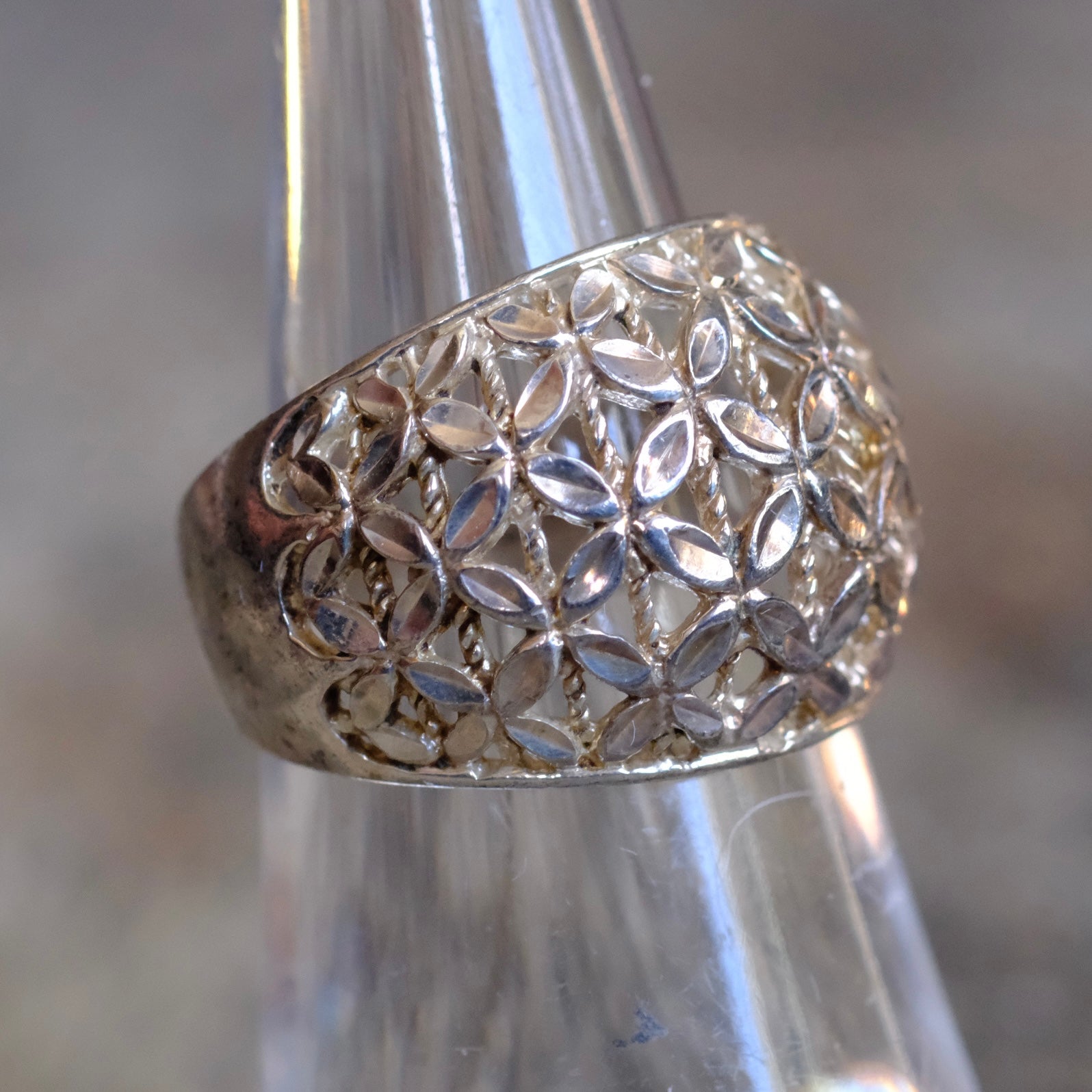 Vintage Sterling Silver Floral Ring 6