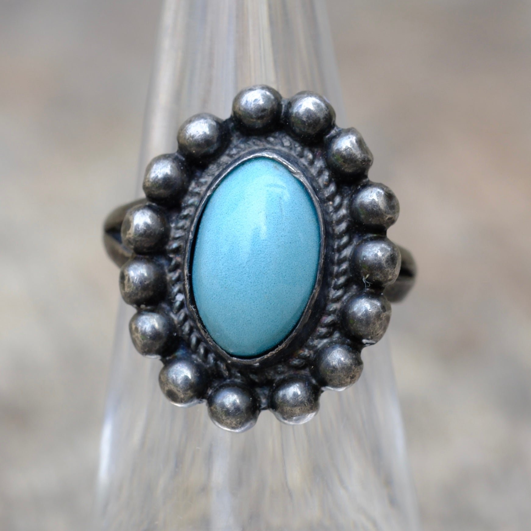 Vintage Sterling Turquoise Ring 5.25