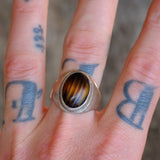 Vintage Sterling Brown Glass Signet Ring 11