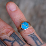 Vintage Sterling Turquoise Inlay Band 5.25