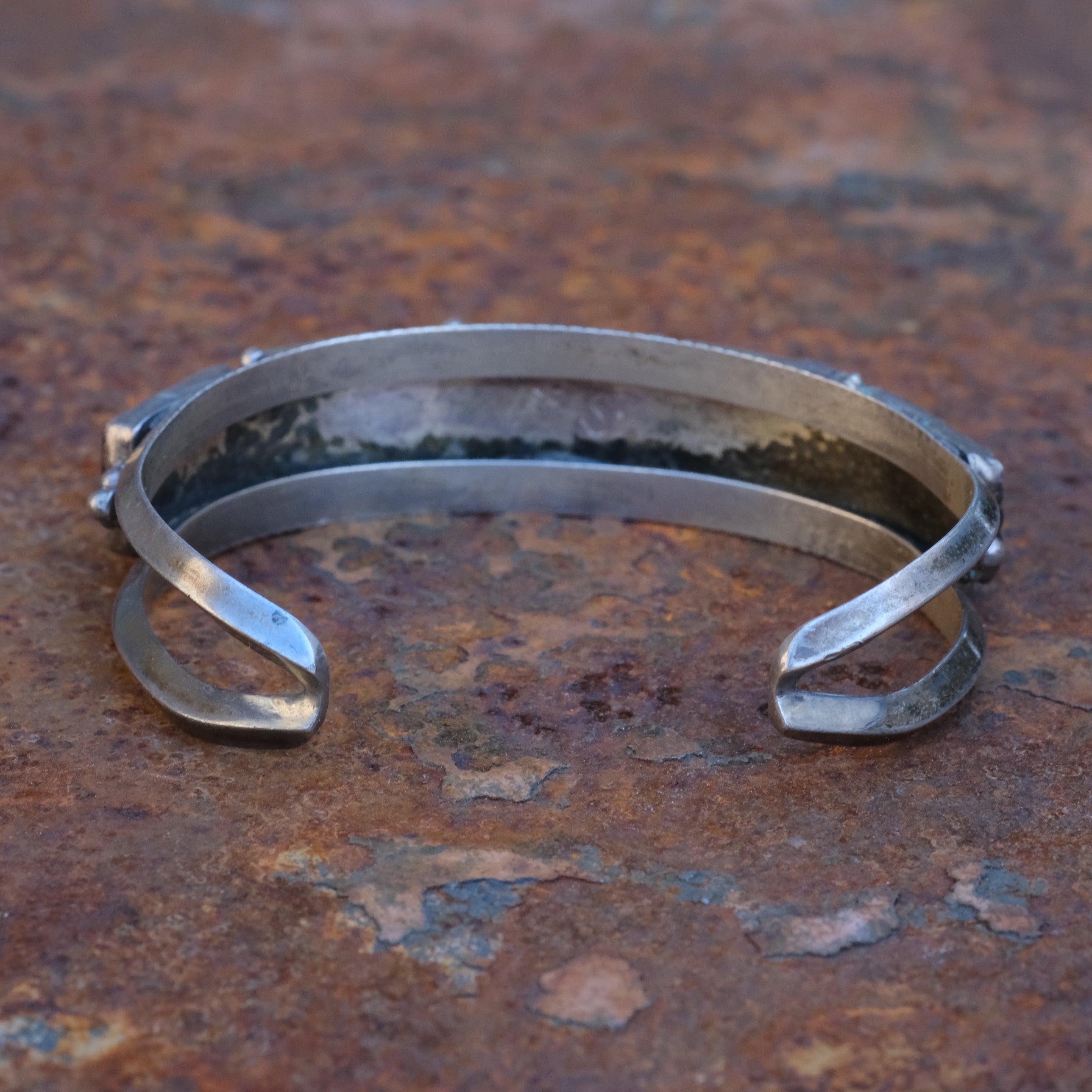 Vintage Sterling 5-Stone Onyx Cuff
