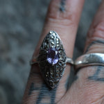 Vintage Sterling Amethyst Marcasite Ring 6