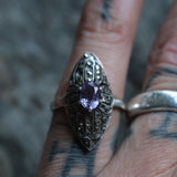 Vintage Sterling Amethyst Marcasite Ring 6