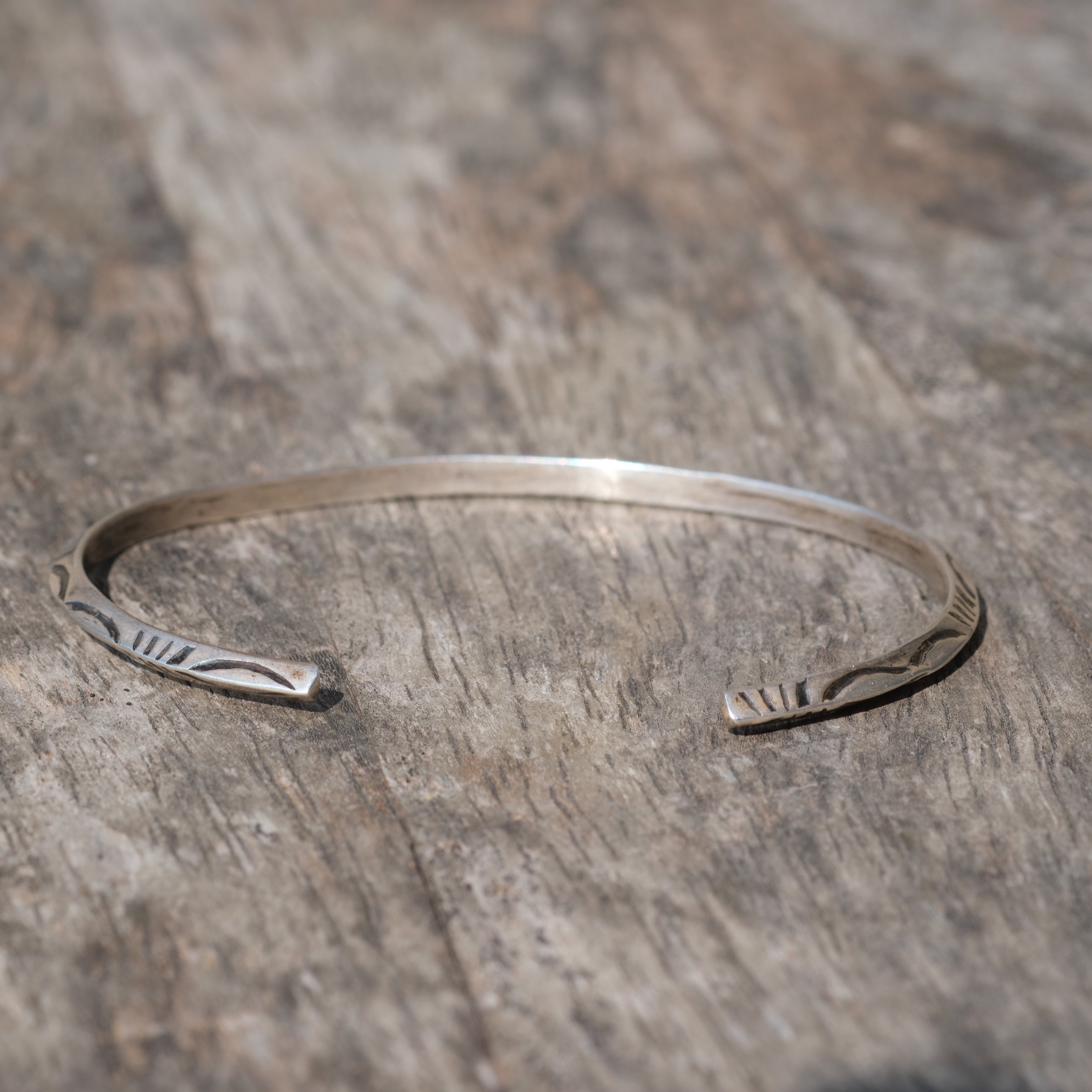 Vintage Sterling Silver Stamped Triangle Cuff