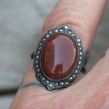 Vintage Sterling Carnelian Cocktail Ring 5.75
