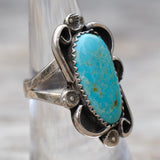 Vintage Sterling Turquoise Florette Ring 6.5