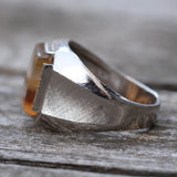 Vintage Sterling Agate Signet Ring 8