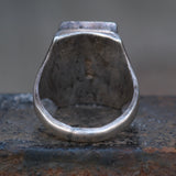 Vintage Sterling Multistone Inlay Stamped Band Ring 11.75