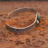 Vintage Sterling Turquoise Stamped Cuff Bracelet