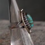 Vintage Sterling Turquoise Roper Ring 5