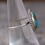 Vintage Sterling Turquoise Roper Ring 6