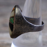 Vintage Sterling Multistone Inlay Ring 8