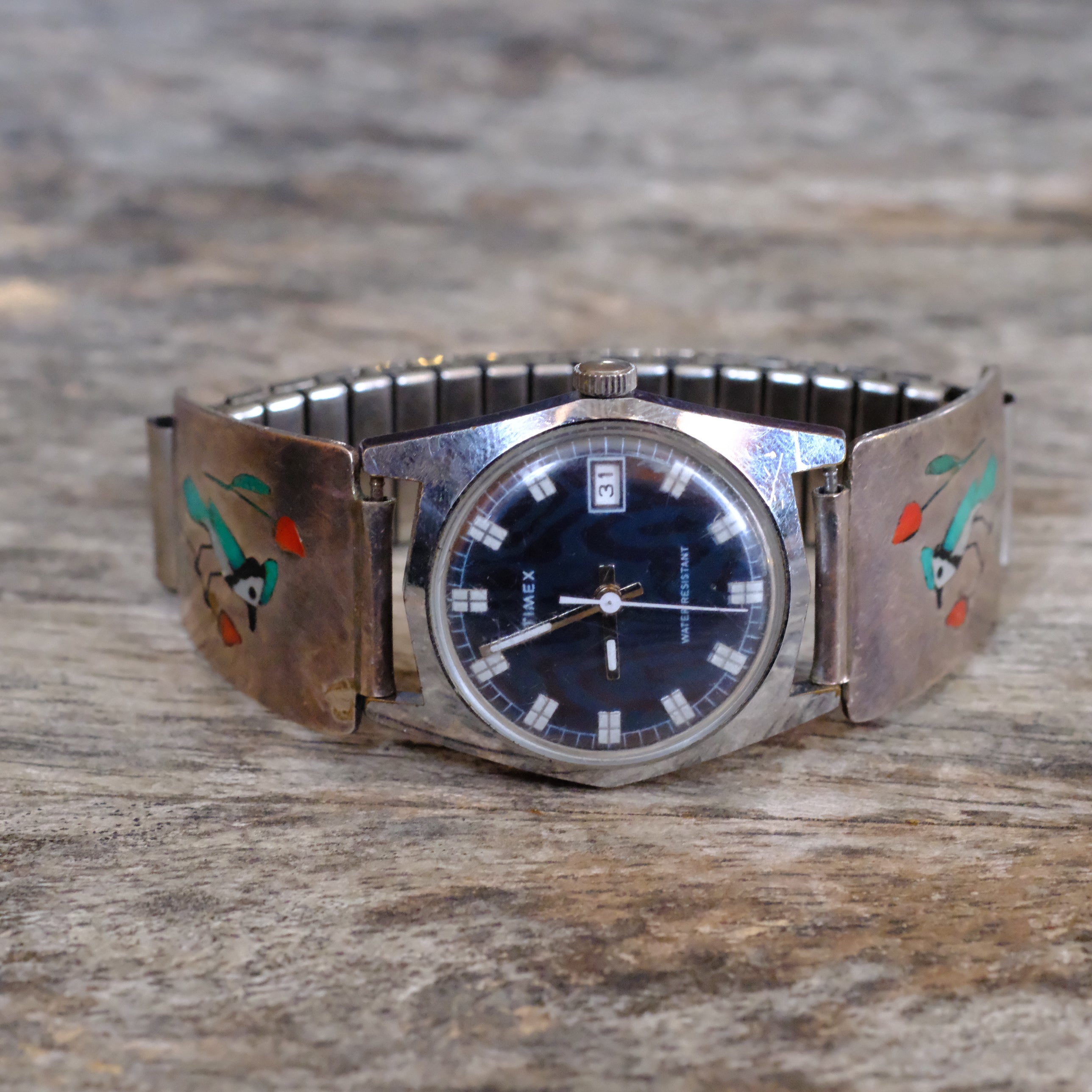 Vintage Sterling Inlay Blue Jay Watch