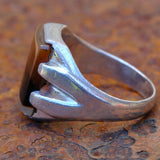 Vintage Sterling Agate Signet Ring 10.75