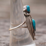 Vintage Sterling 2-Stone Feather Ring 8.25