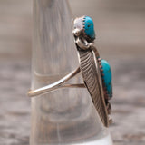 Vintage Sterling 2-Stone Feather Ring 8.25