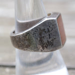 Vintage Sterling Goldstone Signet Ring 8.75