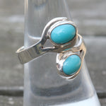 Vintage Sterling 2-Stone Turquoise Ring 8.5