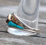 Vintage Sterling Turquoise CZ Ring 15.5