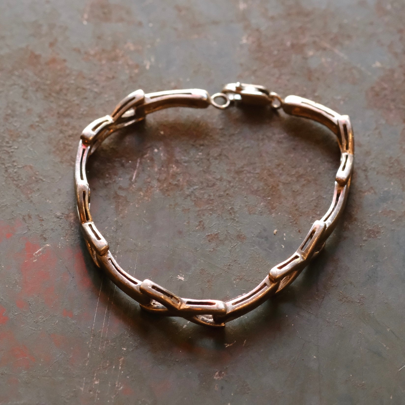 Bracelet Vintage Sterling Heavy X Chain Bracelet