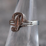 Vintage Sterling P Initial Ring 6.75