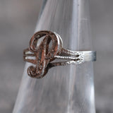 Vintage Sterling P Initial Ring 6.75