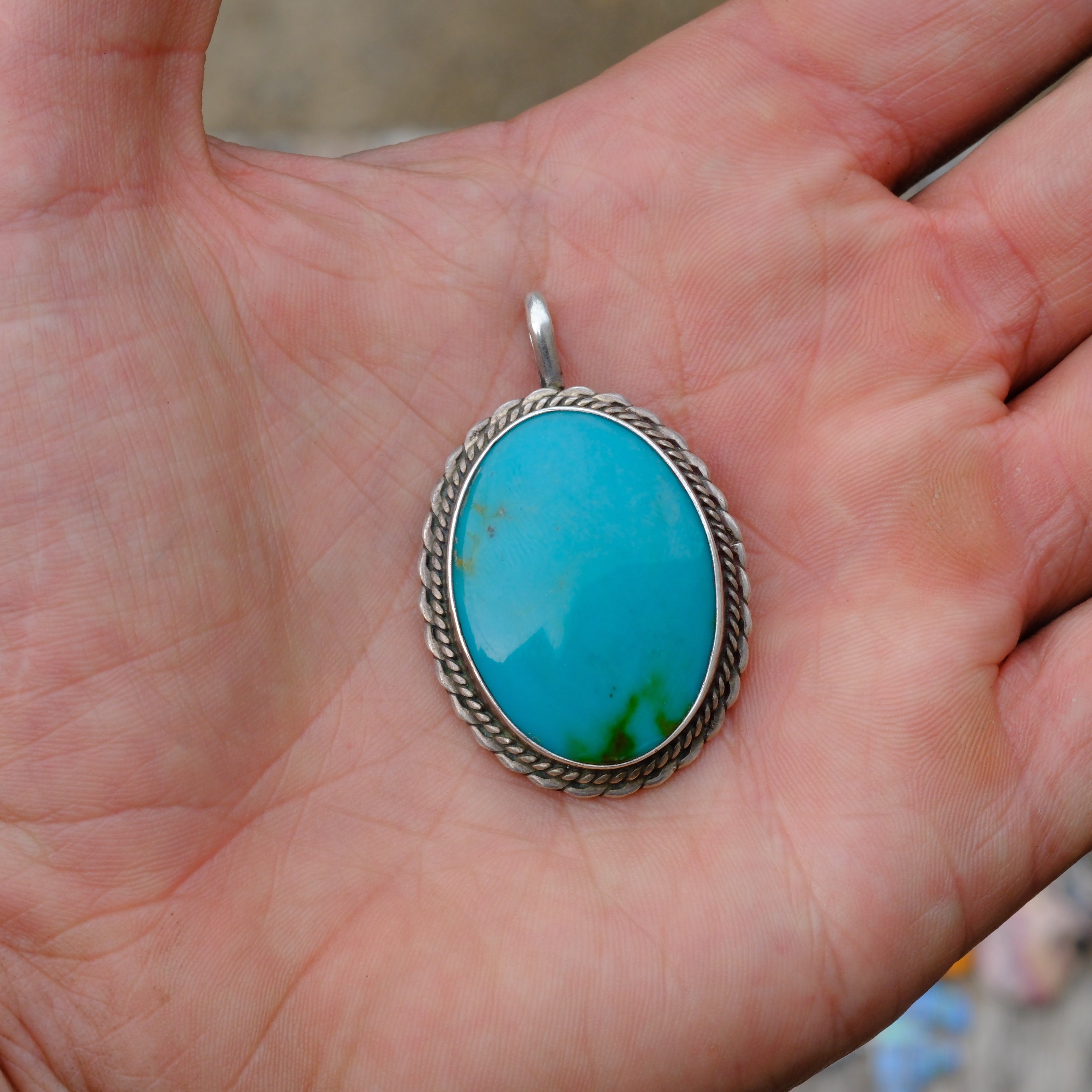 Vintage Sterling Turquoise Pendant