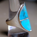 RARE Vintage Sterling Turquoise Inlay Ring 10.25
