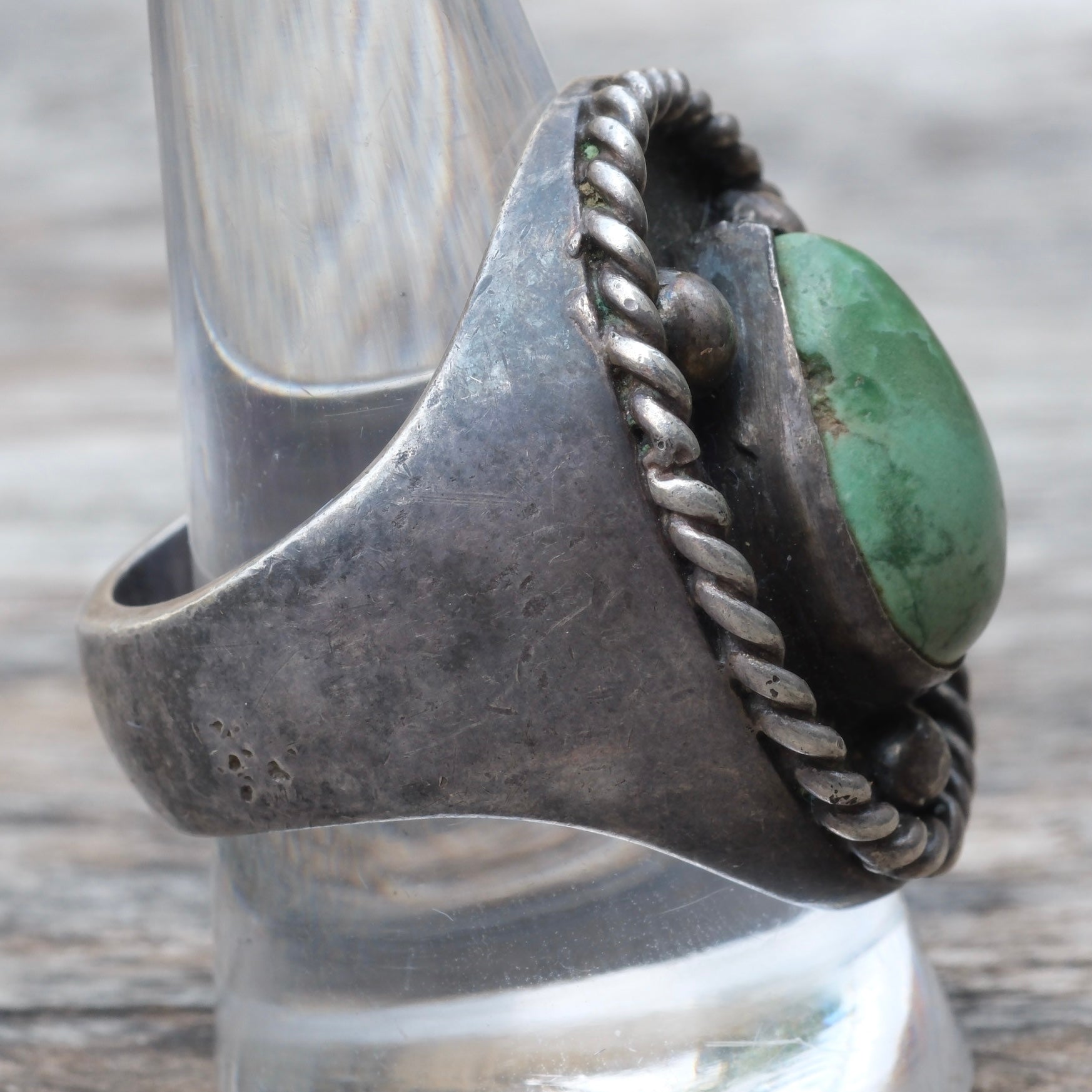 Chunky Vintage Sterling Turquoise Ring 11