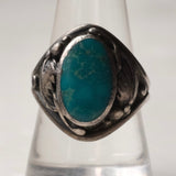 Vintage Sterling Turquoise Feather Ring 9.75