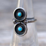 Vintage Sterling 2-Stone Turquoise Ring 4.5