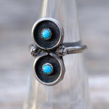 Vintage Sterling 2-Stone Turquoise Ring 4.5