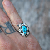 Vintage Sterling Turquoise Feather Ring 7.5