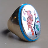 Vintage Sterling Inlaid Cardinal Ring 11.25