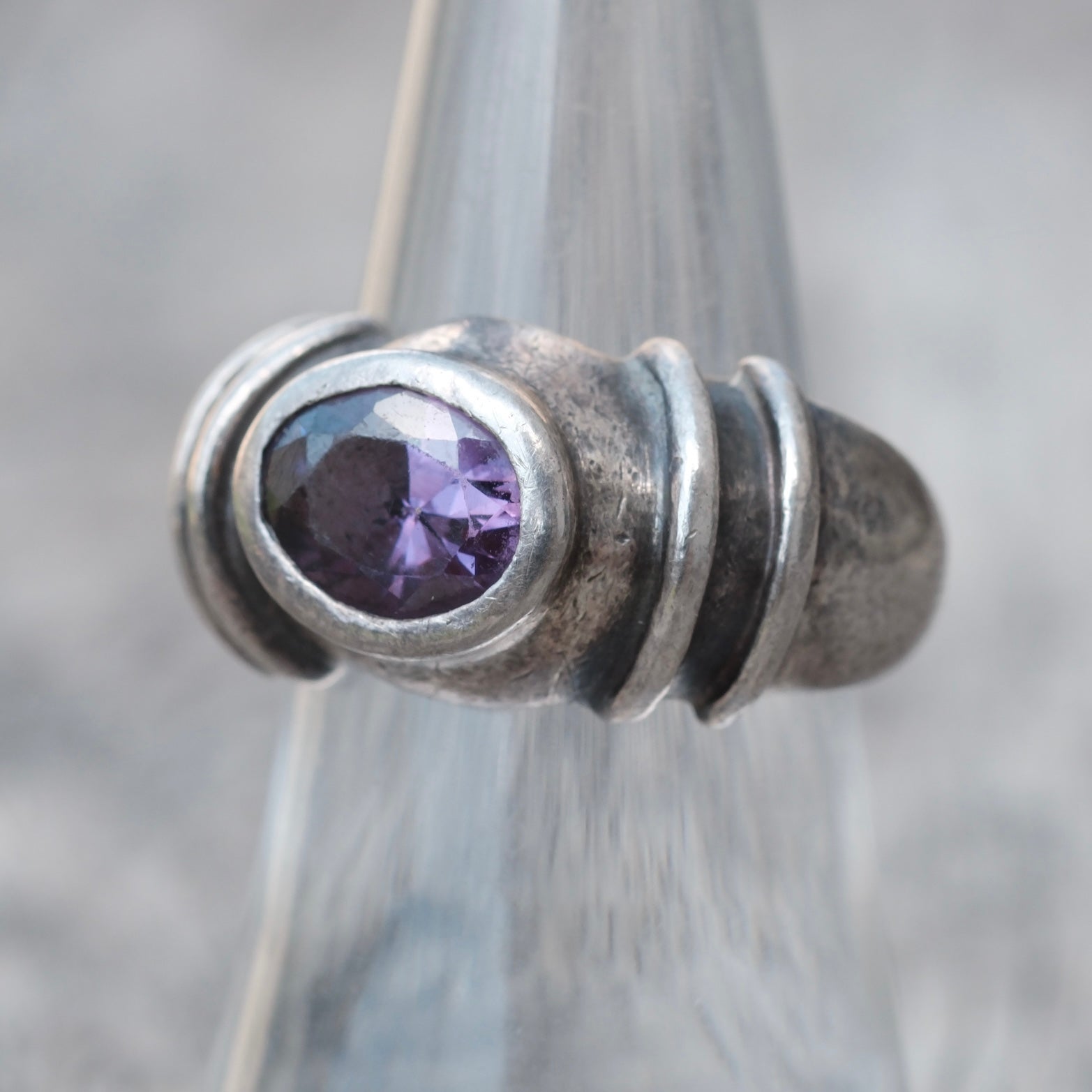 Vintage Sterling Amethyst Ring 7