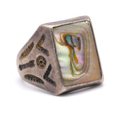 Vintage Sterling Abalone Trading Post Ring 9