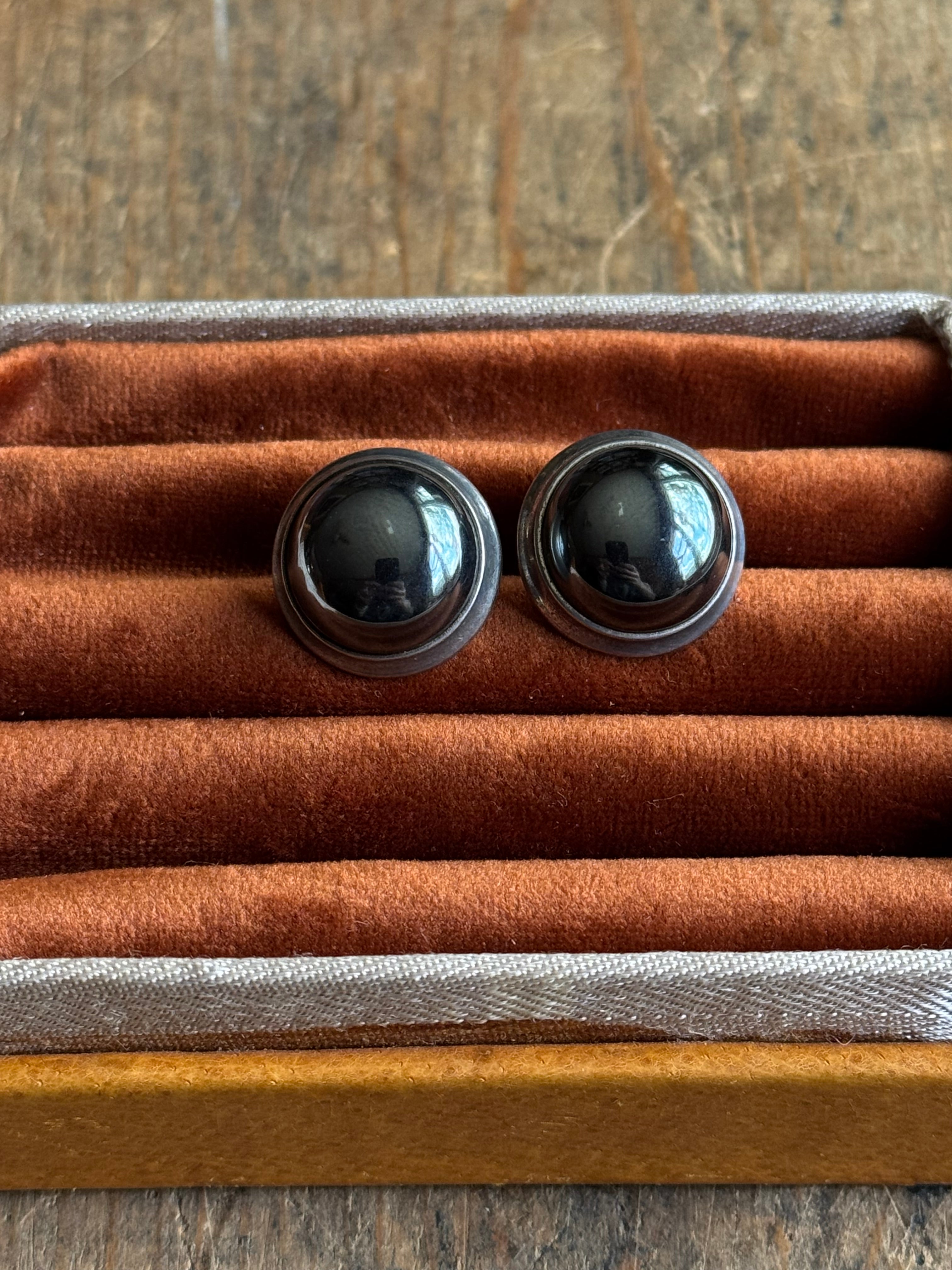 Vintage Sterling Silver Hematite Studs