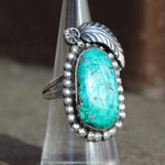 Vintage Sterling Turquoise Feather Ring 7