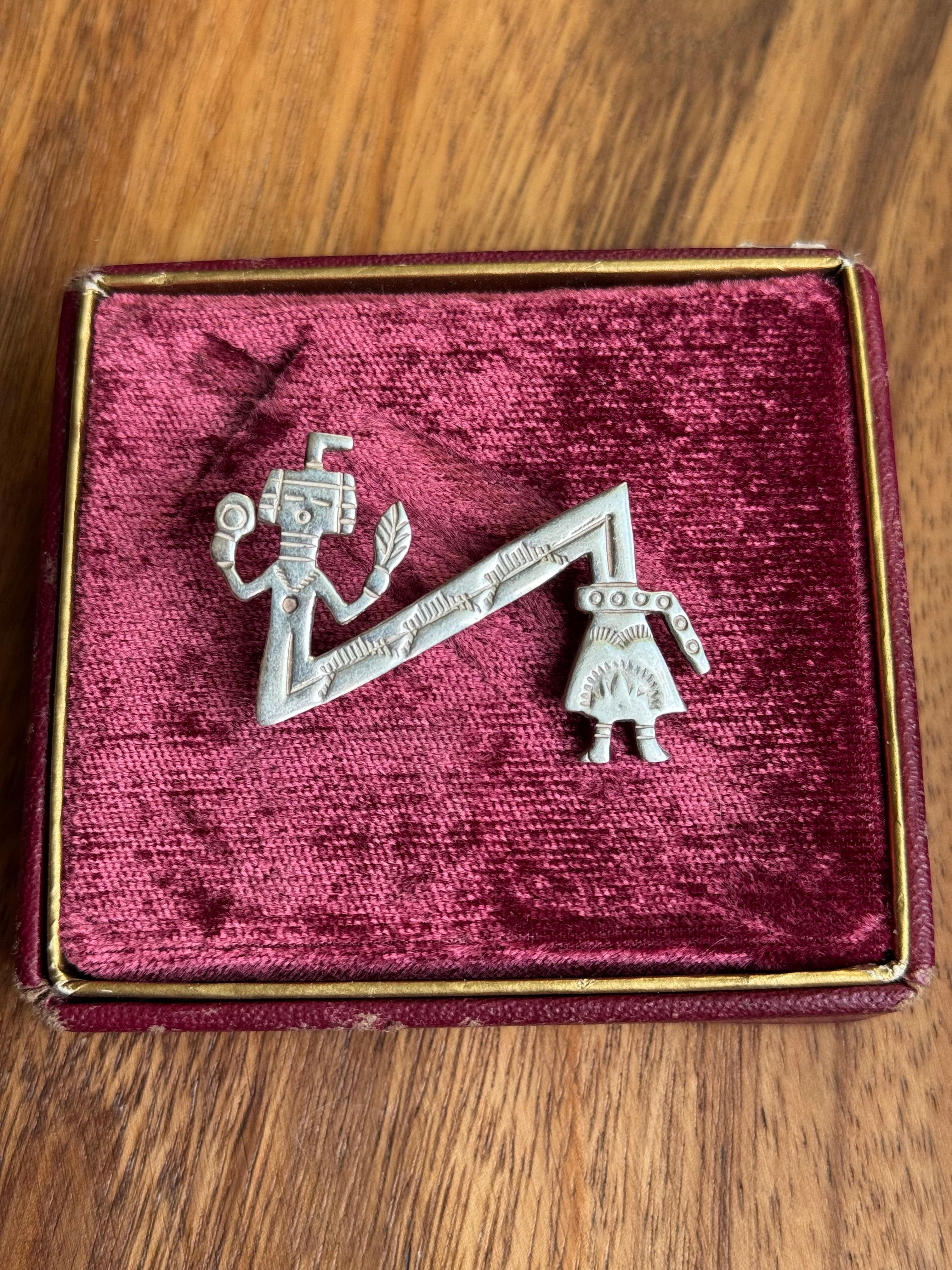 Vintage Sterling Silver Zig Zag Kachina Pin