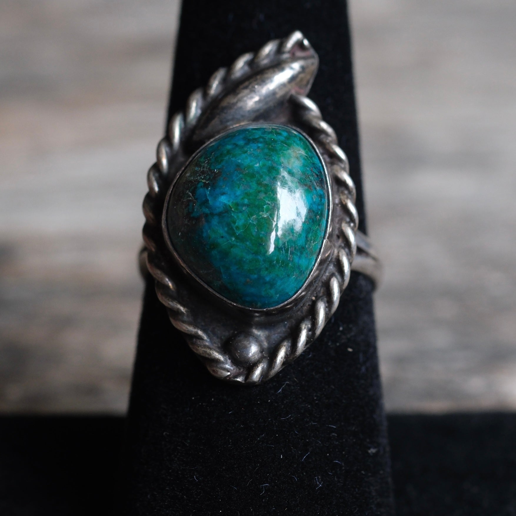 Vintage Sterling Chrysocolla Roper Ring 7.5