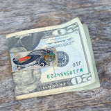 Vintage Turquoise and Coral Feather Money Clip