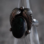 Vintage Sterling Chrysocolla Feather Ring 6.25