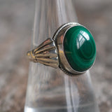 Vintage Sterling Malachite Ring 8
