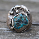 Vintage Sterling Turquoise Feather Ring 9.5