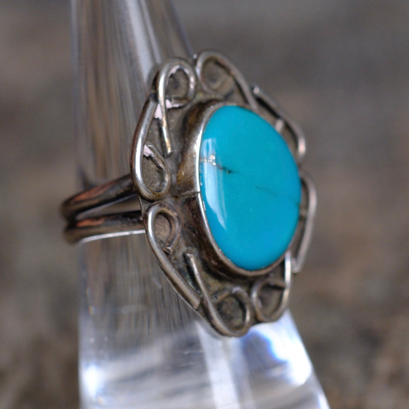 Vintage Sterling Turquoise Ring 6.5