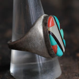 Vintage Sterling Zuni Inlay Ring 10.75