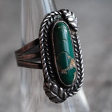 Vintage Sterling Turquoise Feather Ring 6.75